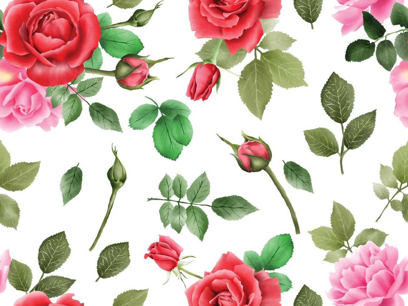 Seamless pattern with red roses design vector