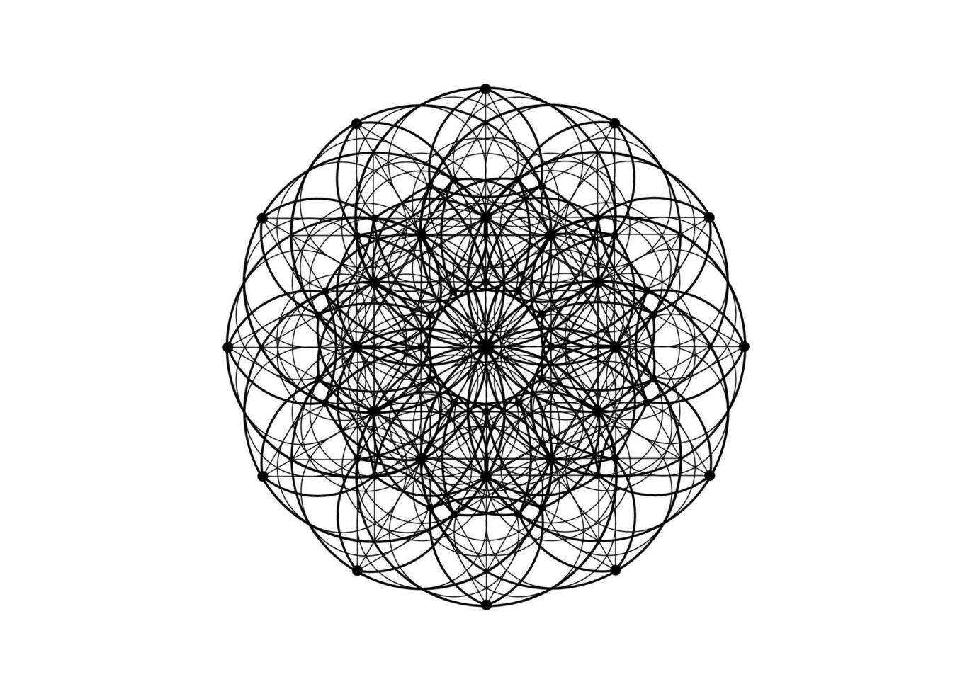 yantra flower mandala sacred geometry, symbol of harmony and balance. Black color Mystical talisman, lines vector isolated on white background