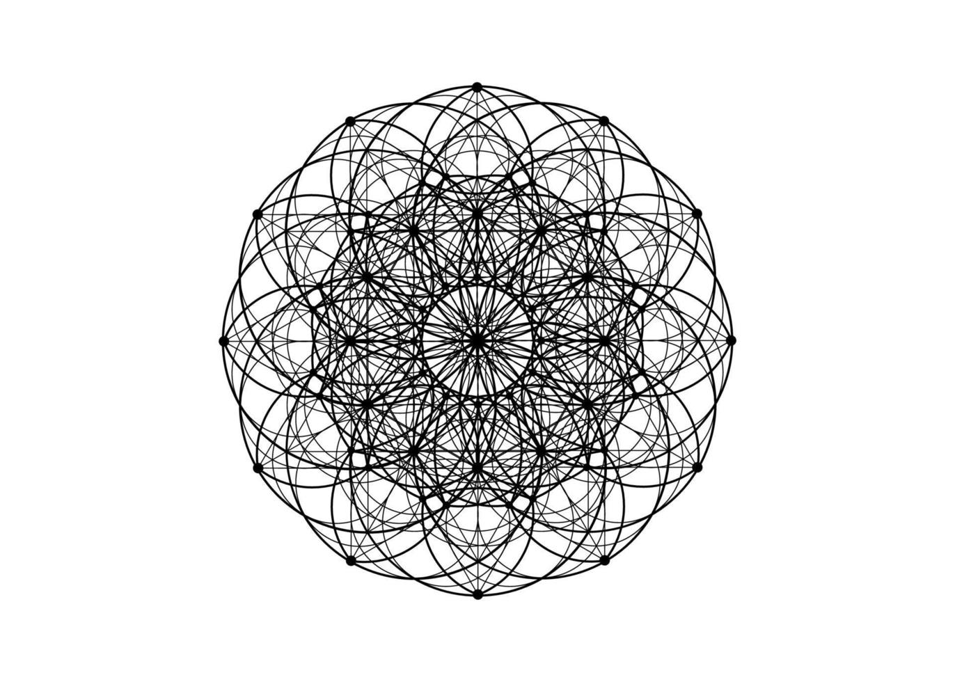 yantra flor mandala geometría sagrada, símbolo de armonía y equilibrio. talismán místico de color negro, líneas vectoriales aisladas en fondo blanco vector