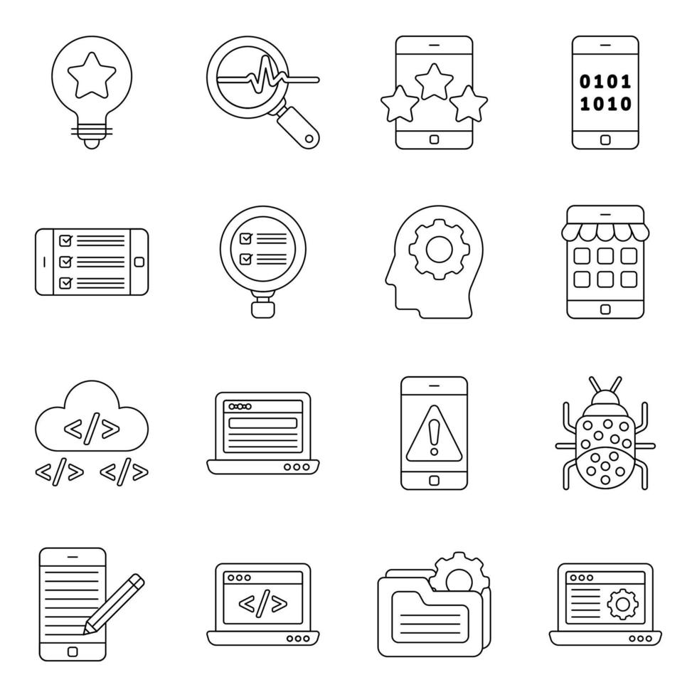 Pack of Mobile App Development Icons vector