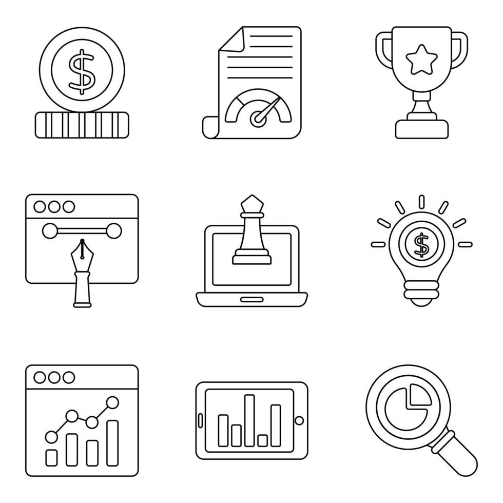 Pack of Business Management Icons vector
