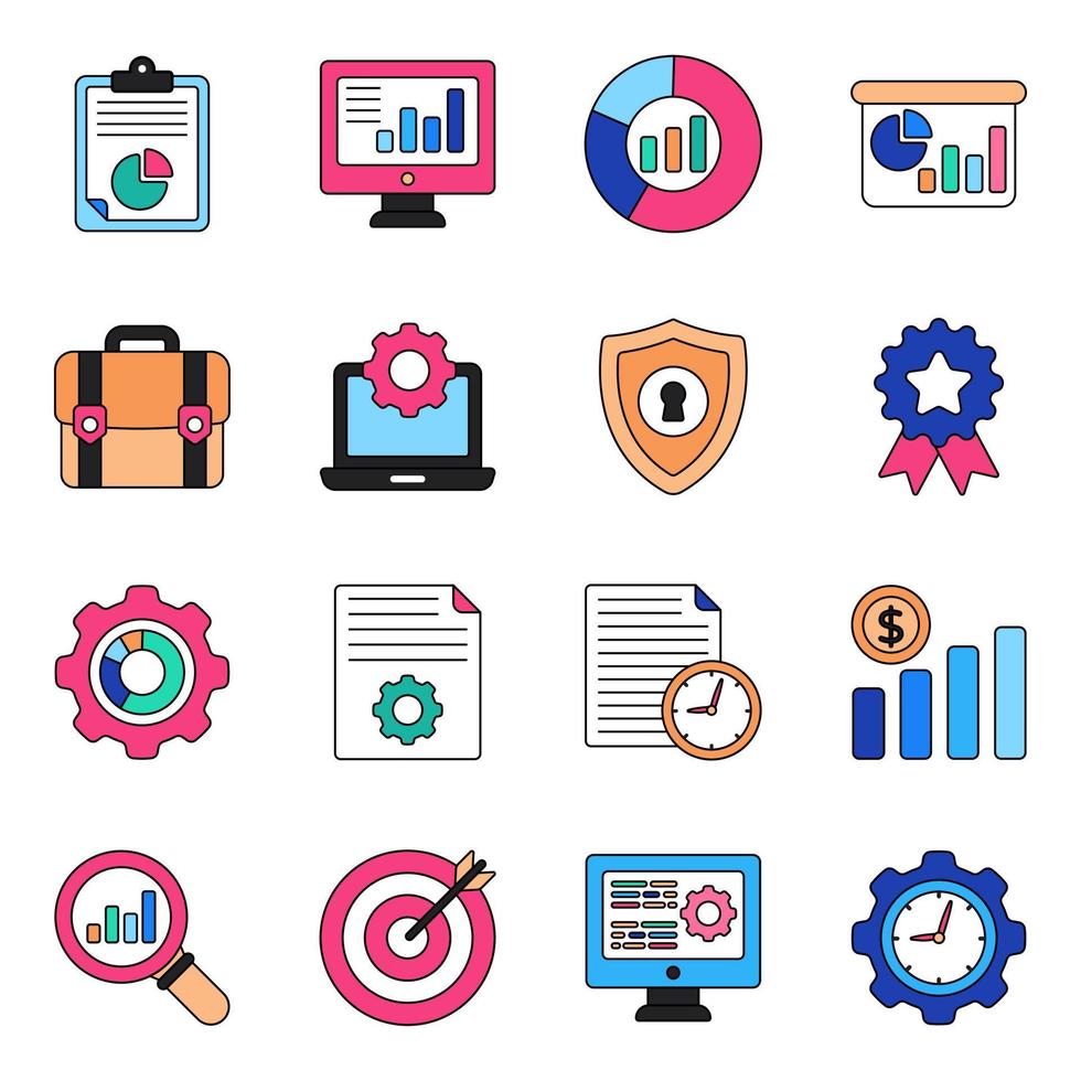 Pack of Business Management Icons vector