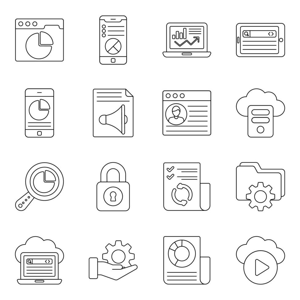 Pack of Seo and Marketing Icons vector