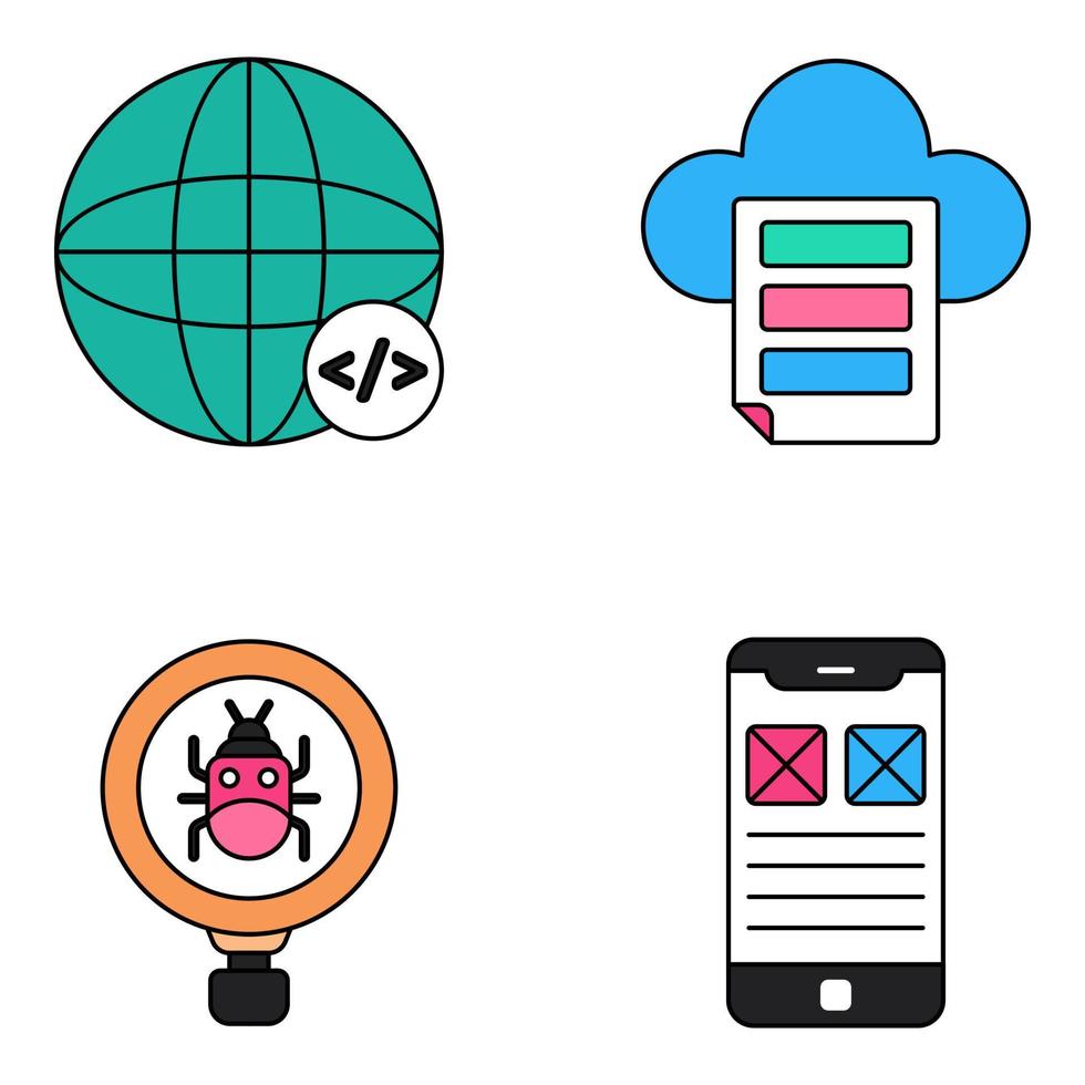Pack of Mobile App Development Icons vector