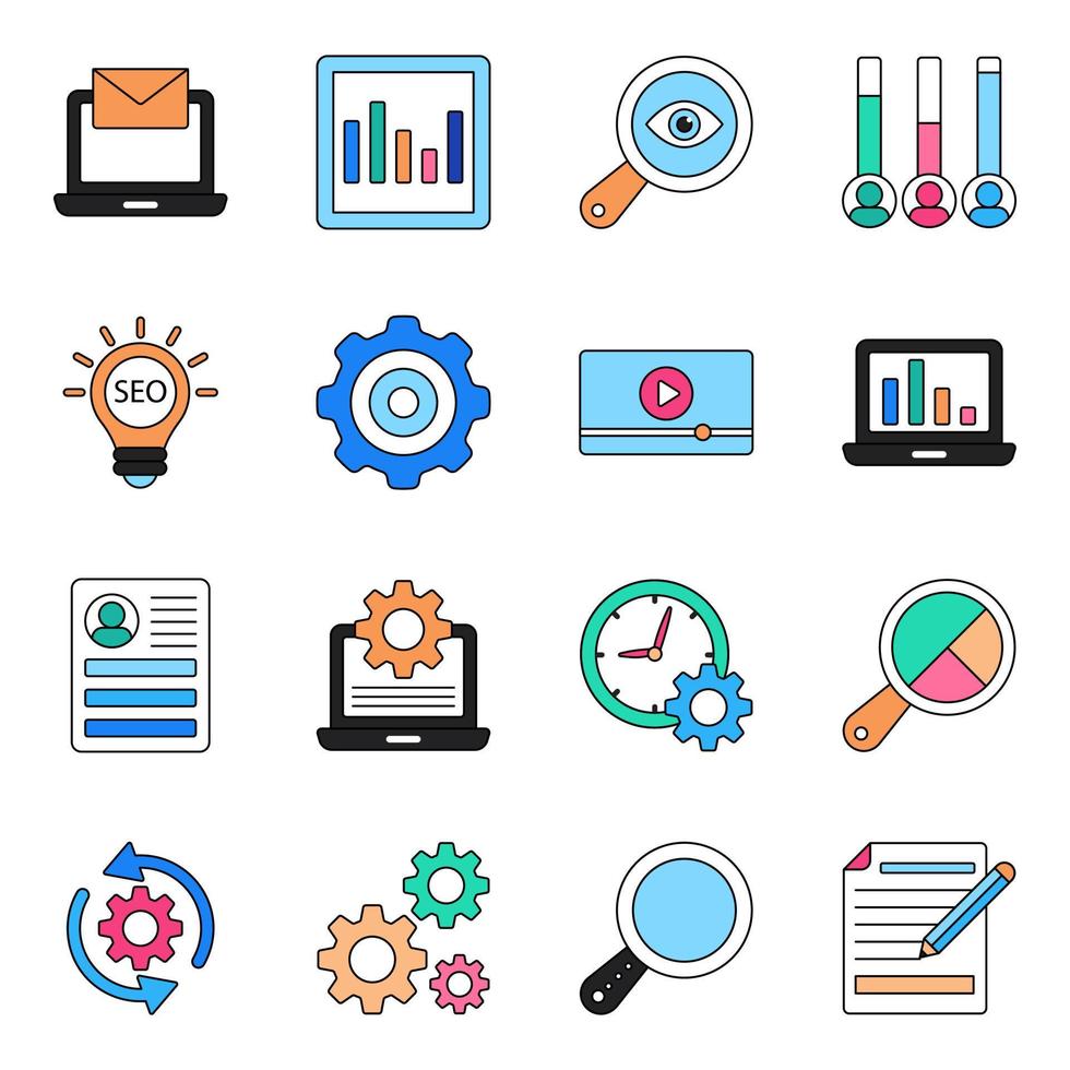 Pack of Production Management Icons vector