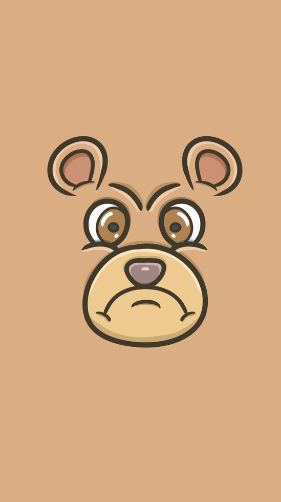 Cartoon Cute Bear Face With Angry Expression For Background and Walpaper. Clip Art Vector. vector