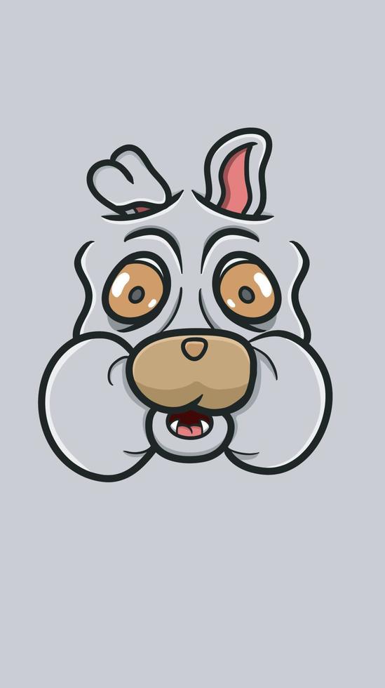 Cute Cartoon Bulldog Face With Confuse Expression. Clip Art Vector. vector