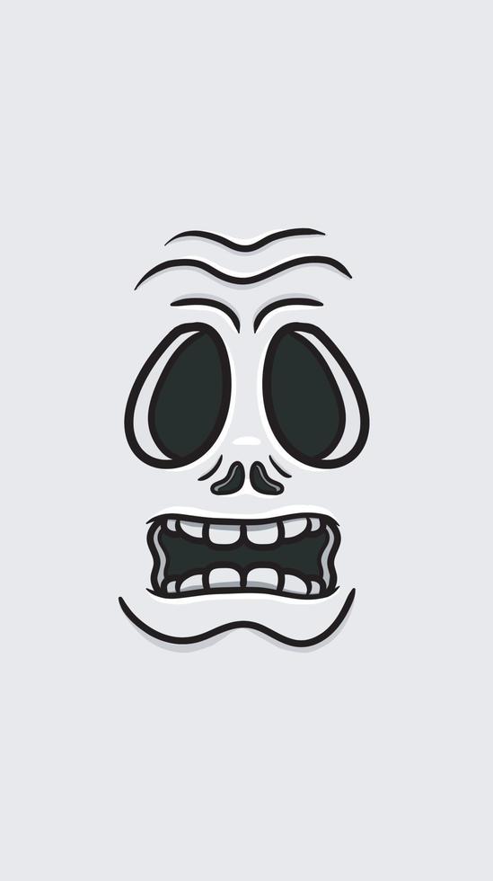 Cartoon Skeleton Face For Background and Walpaper. Clip Art Vector. vector
