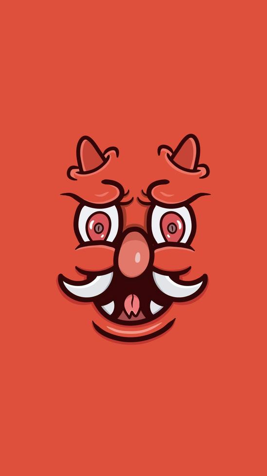 Cartoon Red Devil Face With Funny Expression For Background and Walpaper. Clip Art Vector. vector