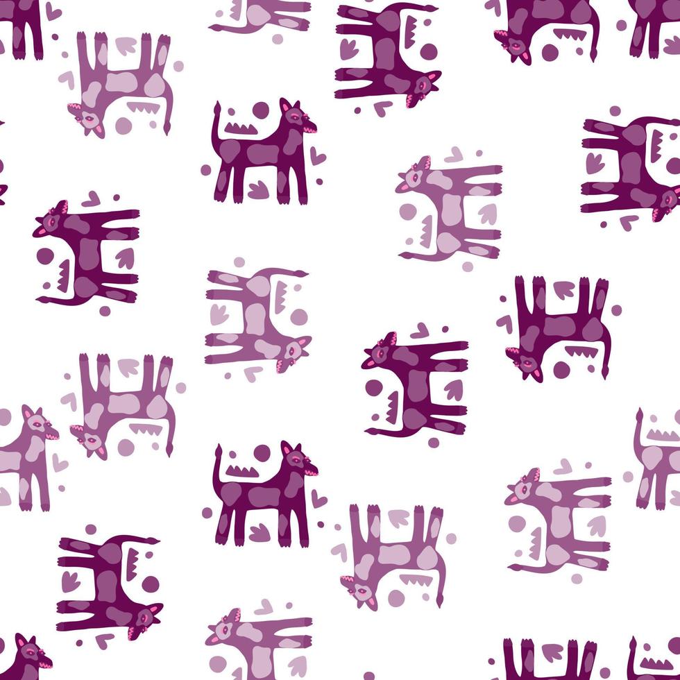 Contemporary dog seamless pattern. Abstract animals endless wallpaper. vector