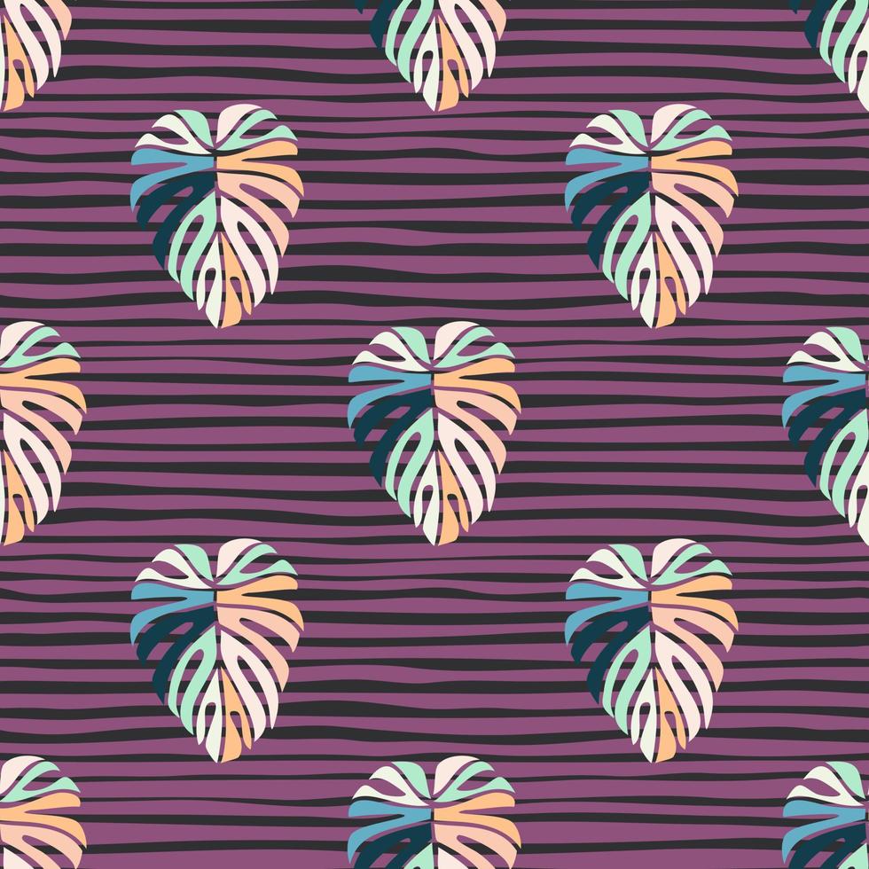 Tropical leaves seamless pattern. Monstera leaf background. vector