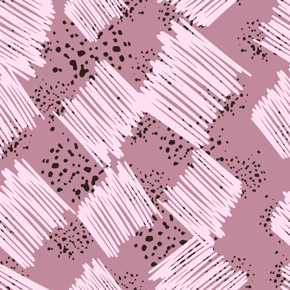 Brushstrokes and thin stripes seamless pattern. Cross Hatching endless background. Grunge backdrop. vector