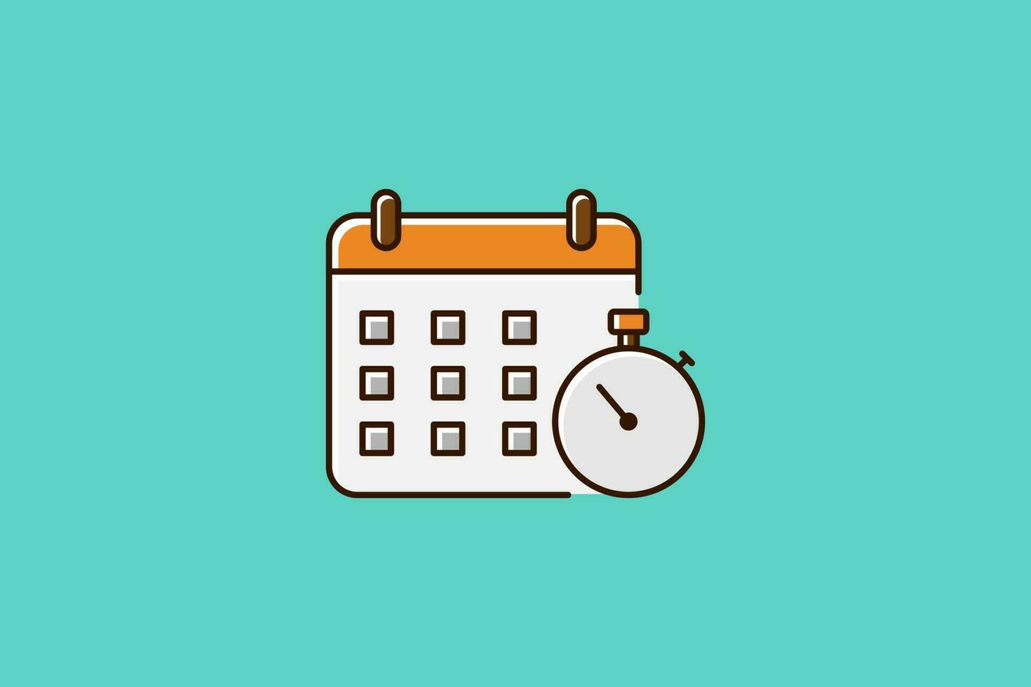 Calendar and stop watch icon vector