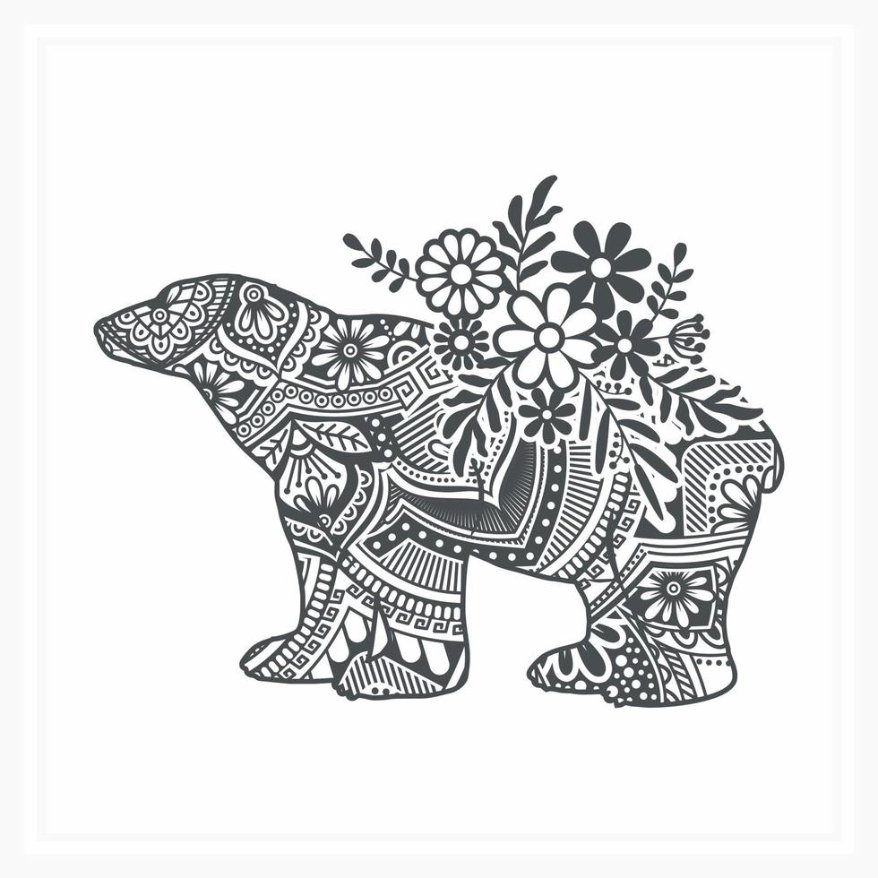 Animal Mandala with Flower. Vintage decorative elements. vector