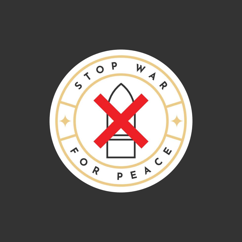 Stop war logo label template design vector