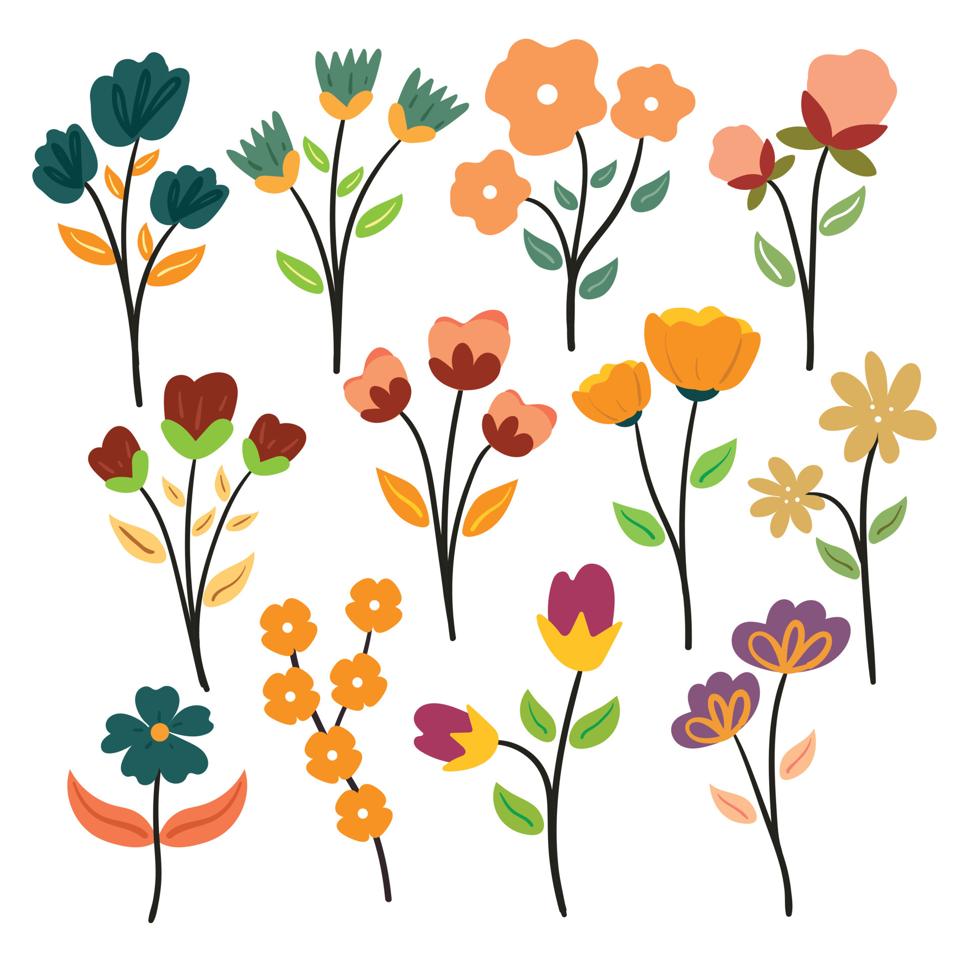 hand drawing cartoon flower and leaves sticker set 6328056 Vector Art at Vecteezy hand drawing cartoon flower and leaves sticker set 6328056 Vector Art at Vecteezy