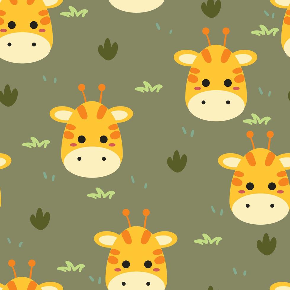 seamless pattern hand drawing giraffe and grass. for fabric print, textile, gift wrapping paper vector