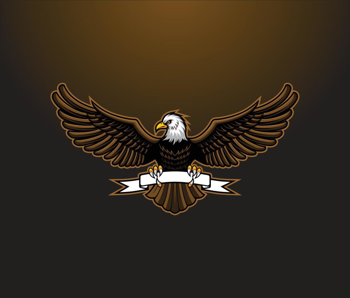 Eagle with ribbon emblem vector