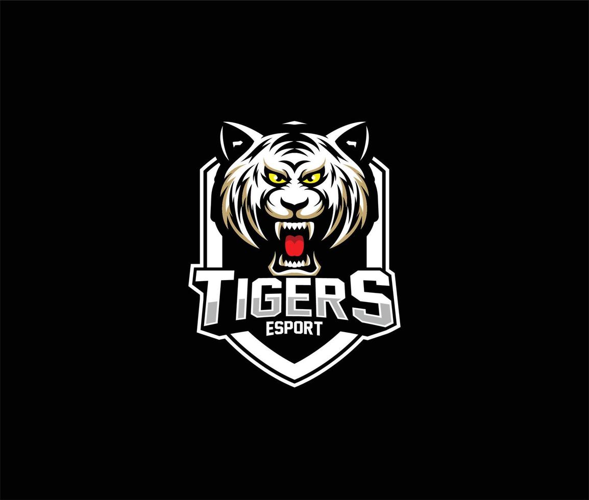 emblema de esport de tigre enojado vector