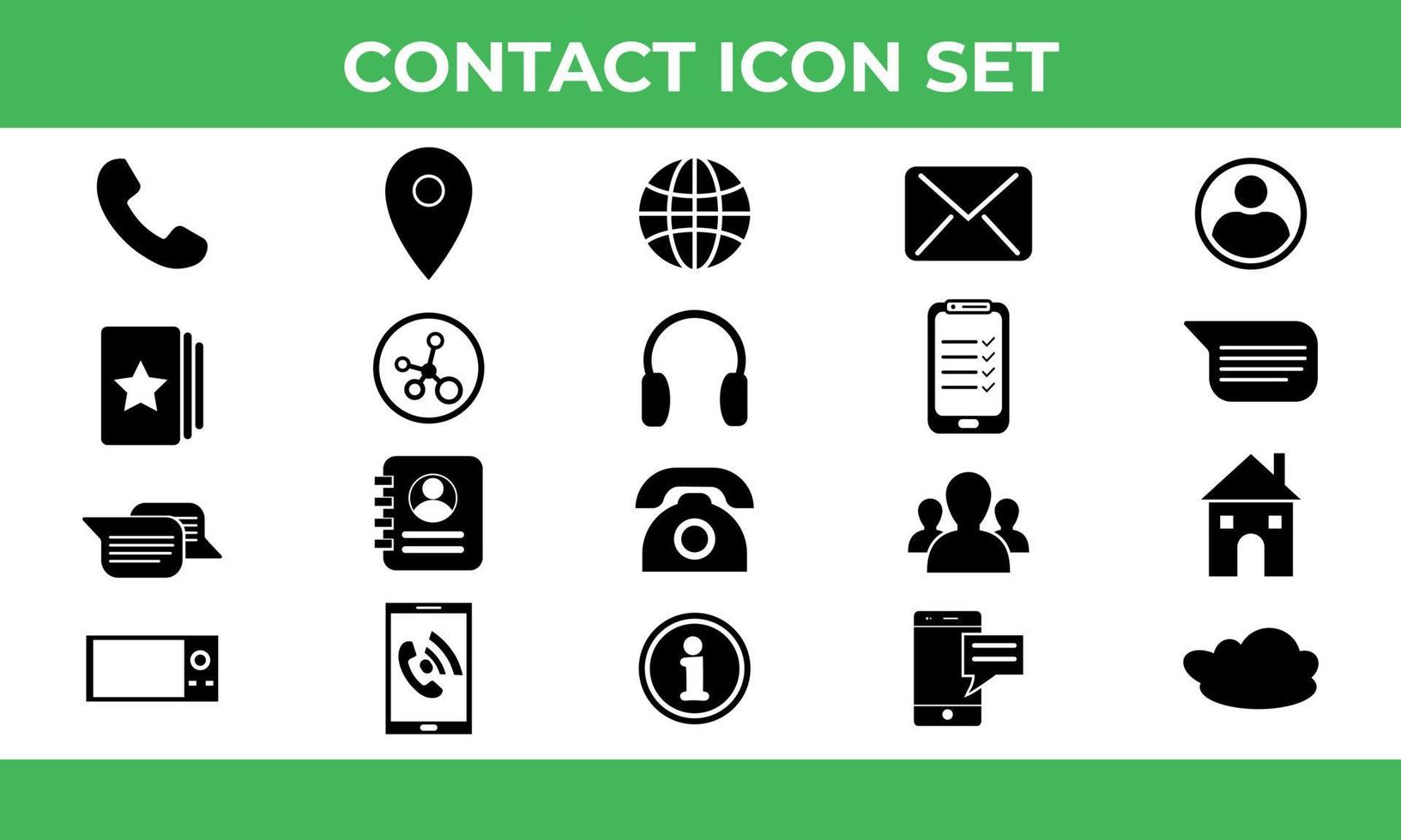20 Contact Icons Set Vector Illustrations