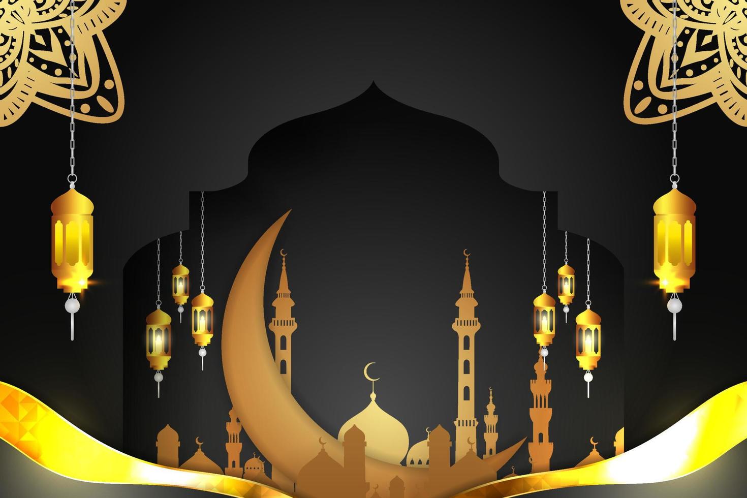 ramadan kareem fondo islámico con elemento y color negro vector