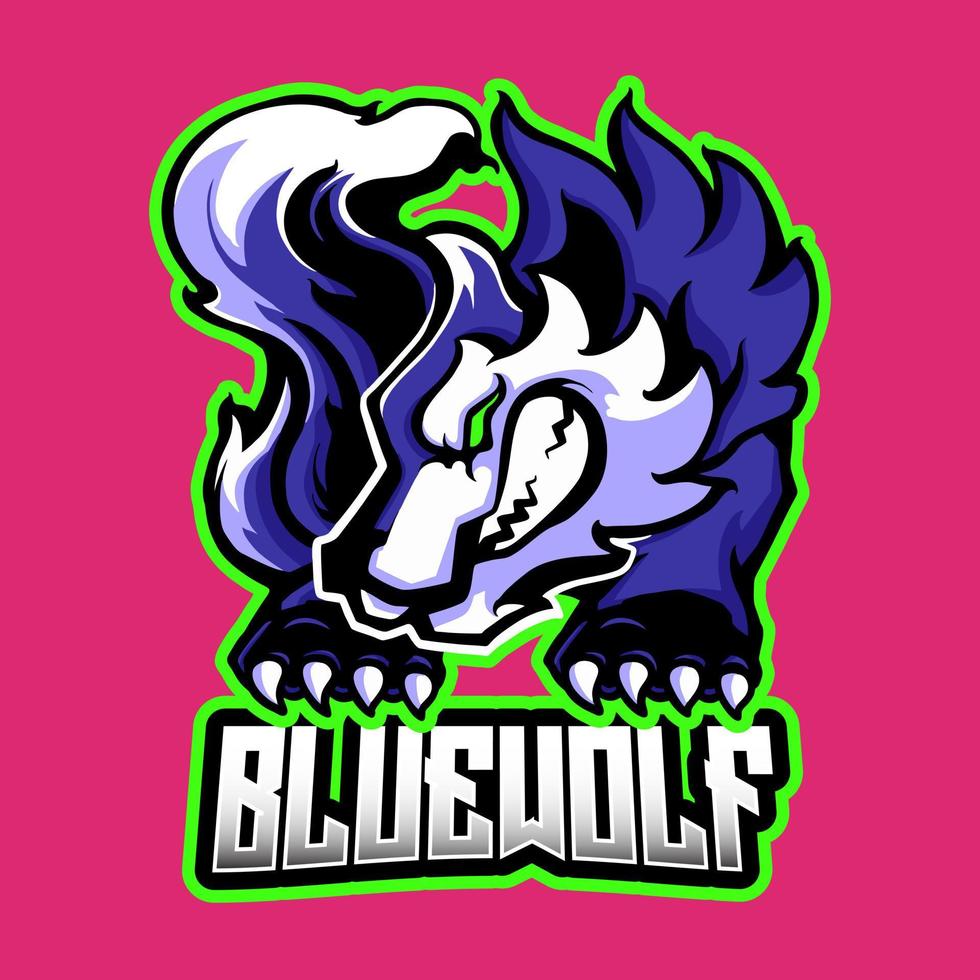 Blue Wolf Esports Logo Design vector