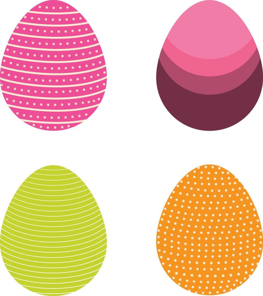 colorido juego de huevos de pascua de 4, huevos de pascua con patrón vector