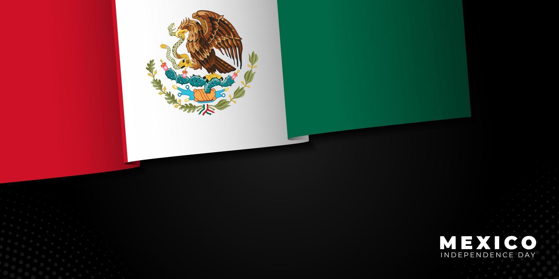 Mexico Independence day with waving mexico flag design vector