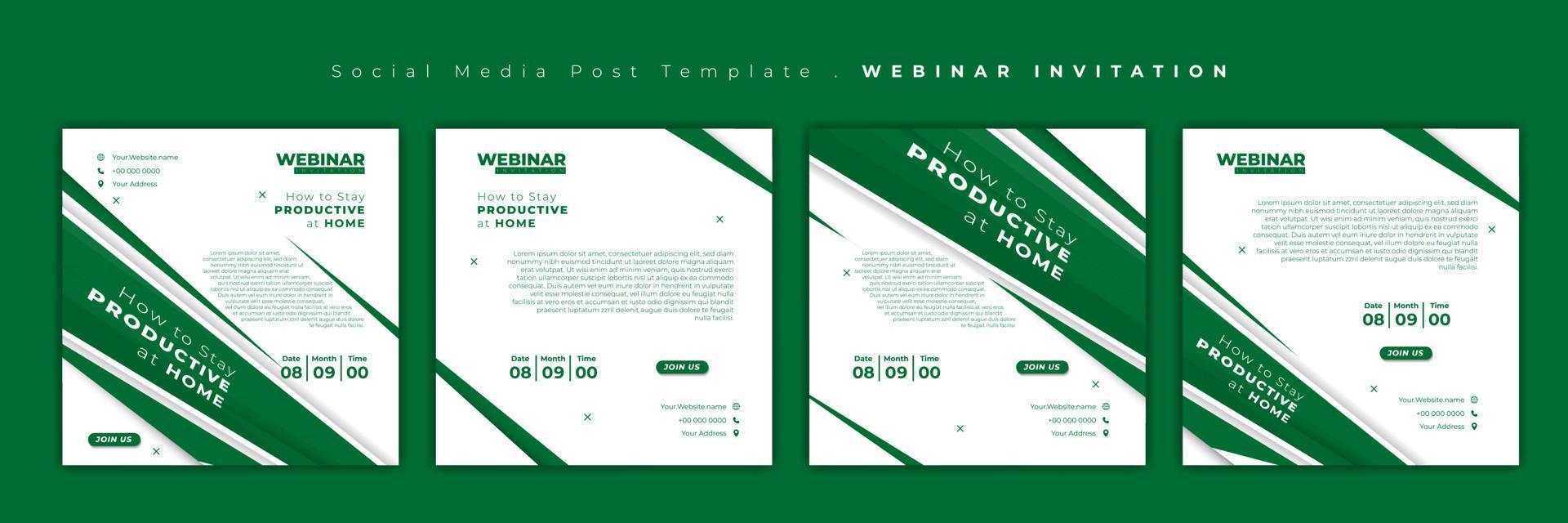 Set of social media post template. Social media template with green and white design. vector