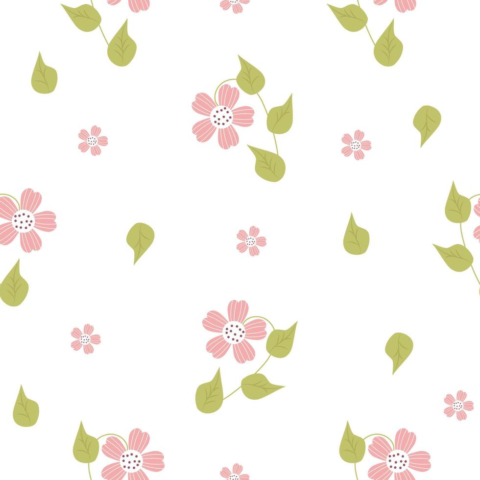 patrones sin fisuras florales. flor decorativa con ramas y hojas sobre fondo blanco. ilustración vectorial patrón botánico para decoración, diseño, impresión, embalaje, papel pintado y textil vector