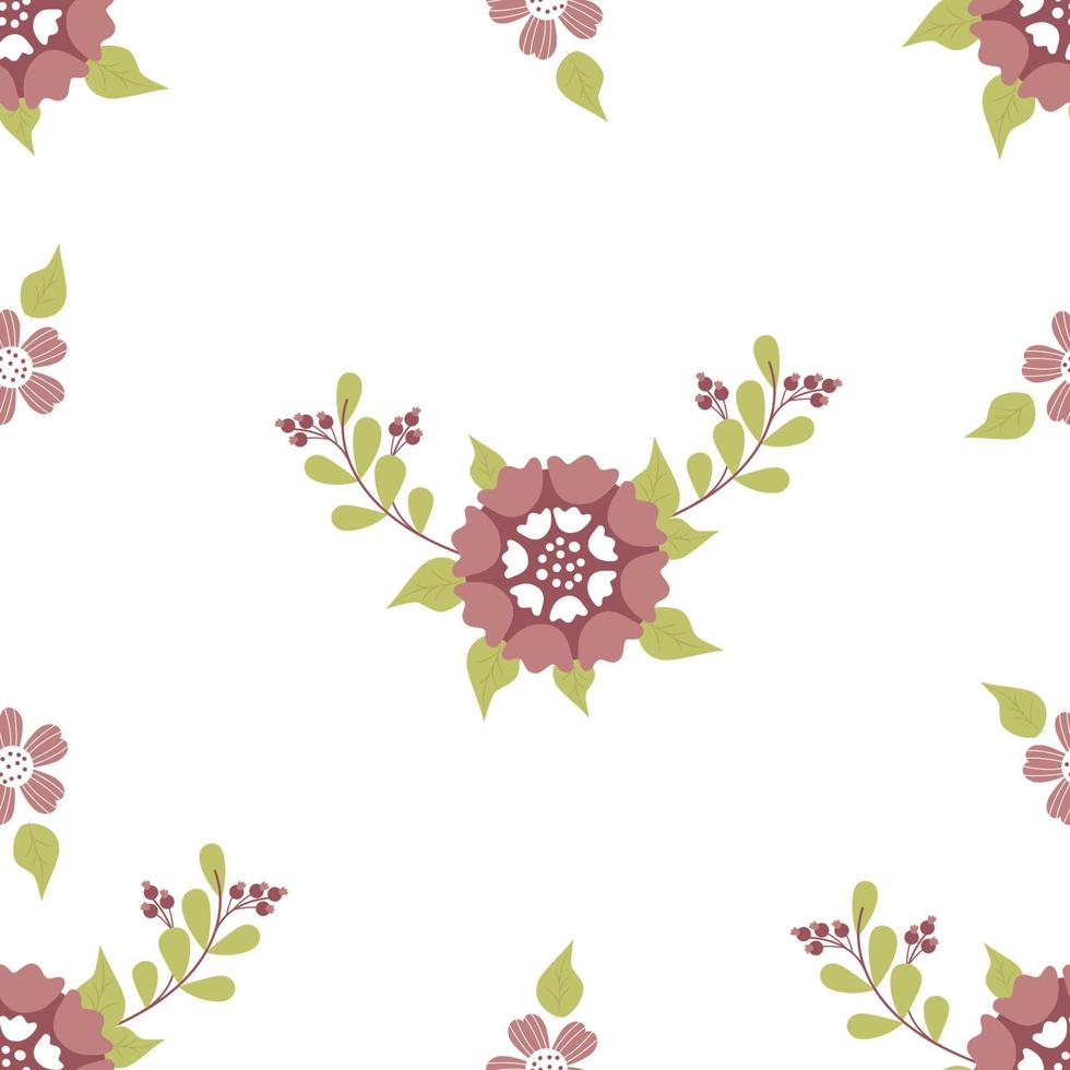 Floral seamless pattern. Decorative flower with branches and leaves on