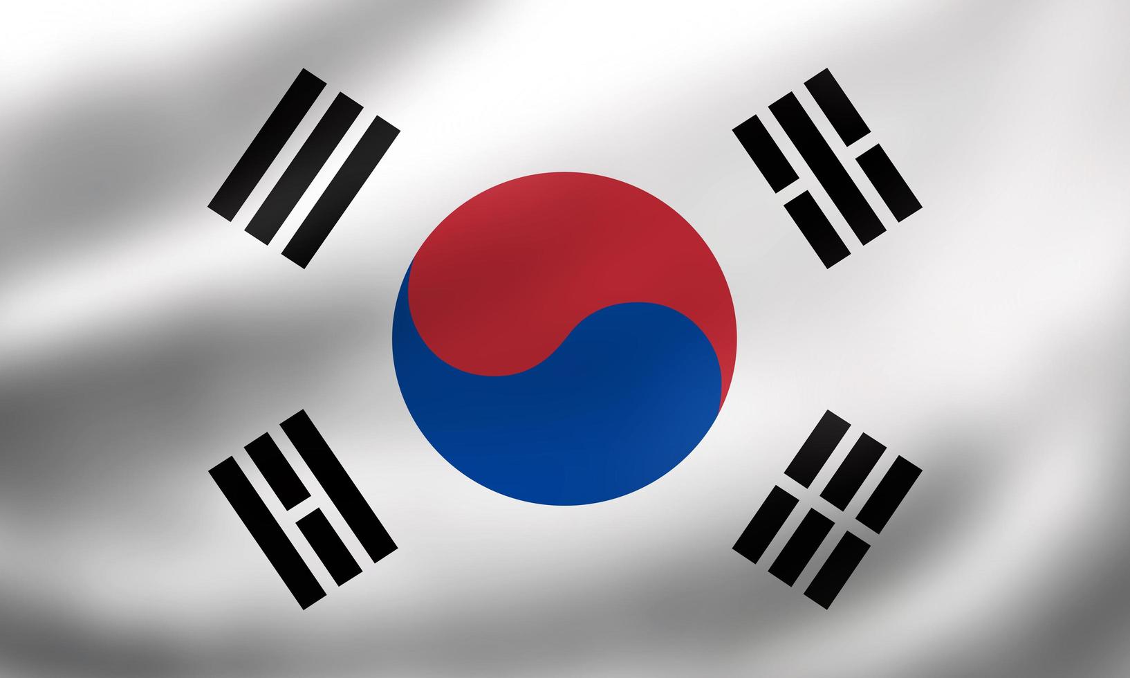 National Flag of South Korea. 3D rendering waving flag High quality image. Original colors, sizes and shapes. photo