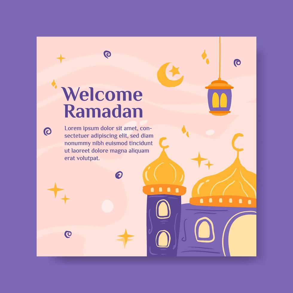 Ramadan Mubarak Social Media Banner Template Flat Illustration Vector