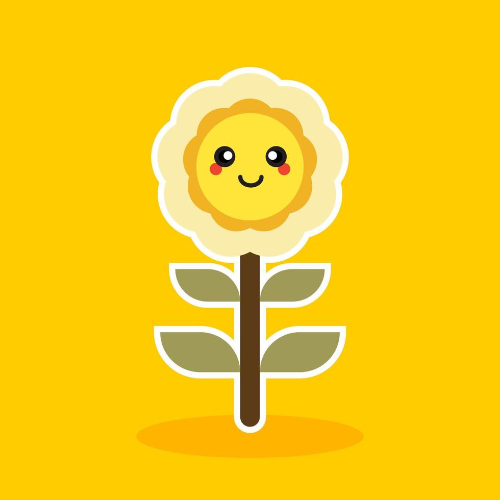 happy sunflower character mascot flat design vector illustration