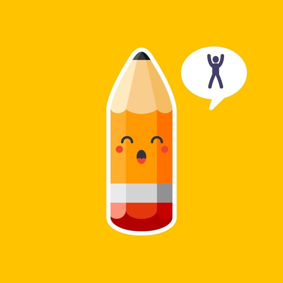 Cute and funny pencil character cartoon. vector illustration.