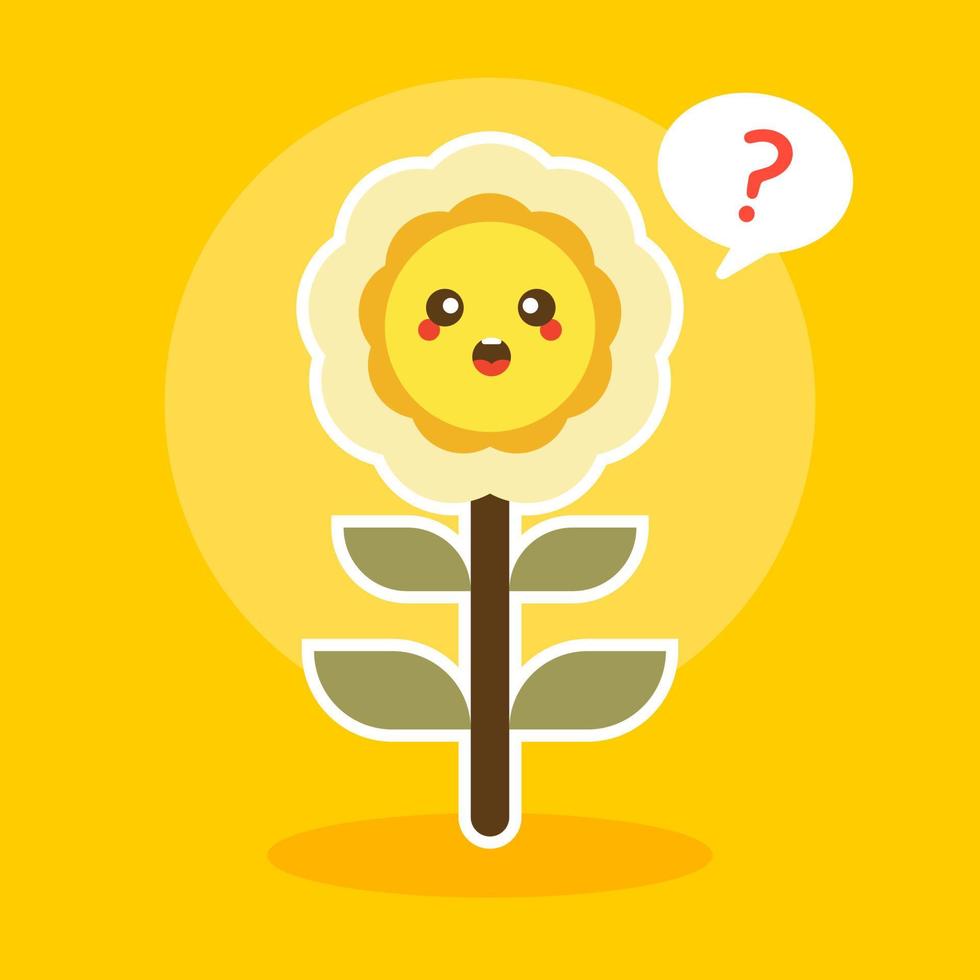 happy sunflower character mascot flat design vector illustration