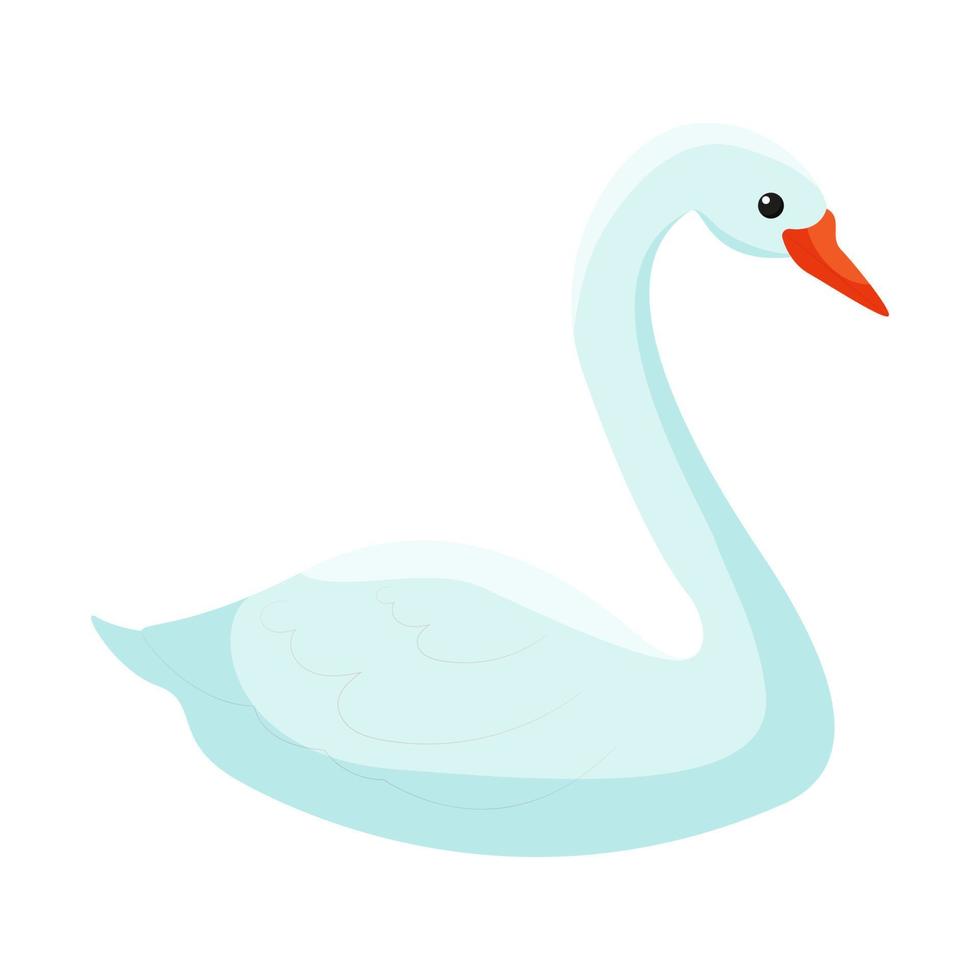 Cute cartoon swan on white background vector