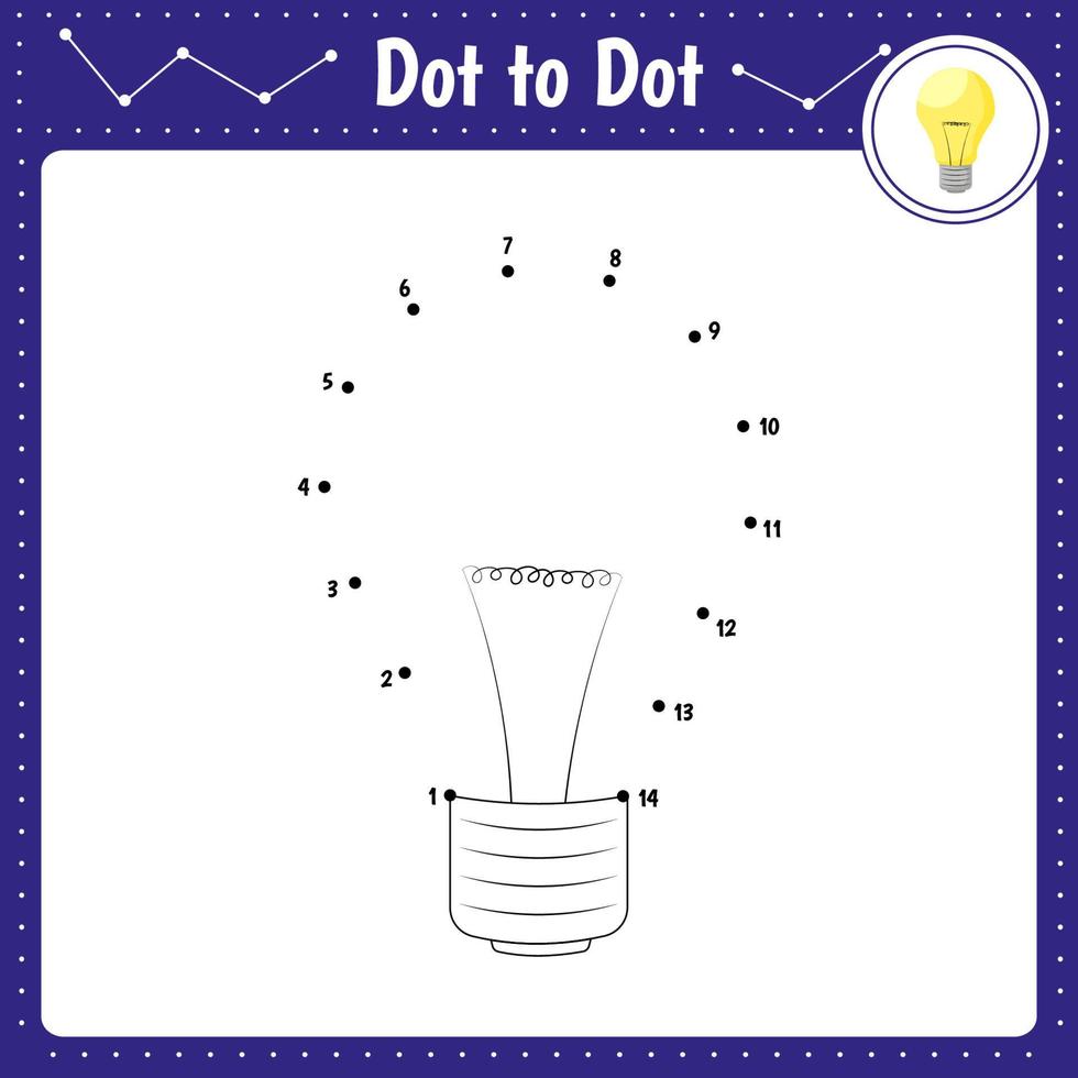 Dot to dot educational game for kids. Lamp vector