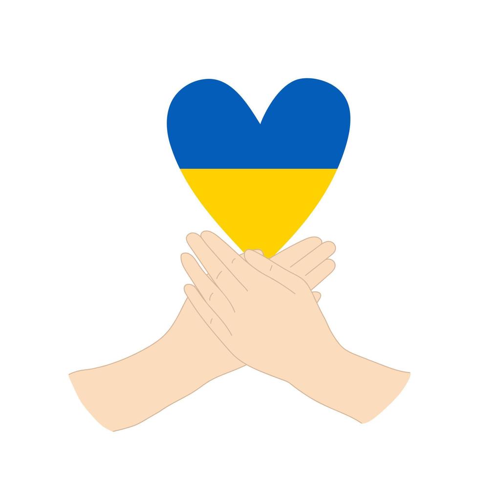 Hands with heart in Ukrainian flag colors vector