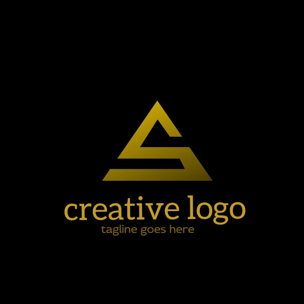 Logo monogram letters S shapes triangle gold color vector