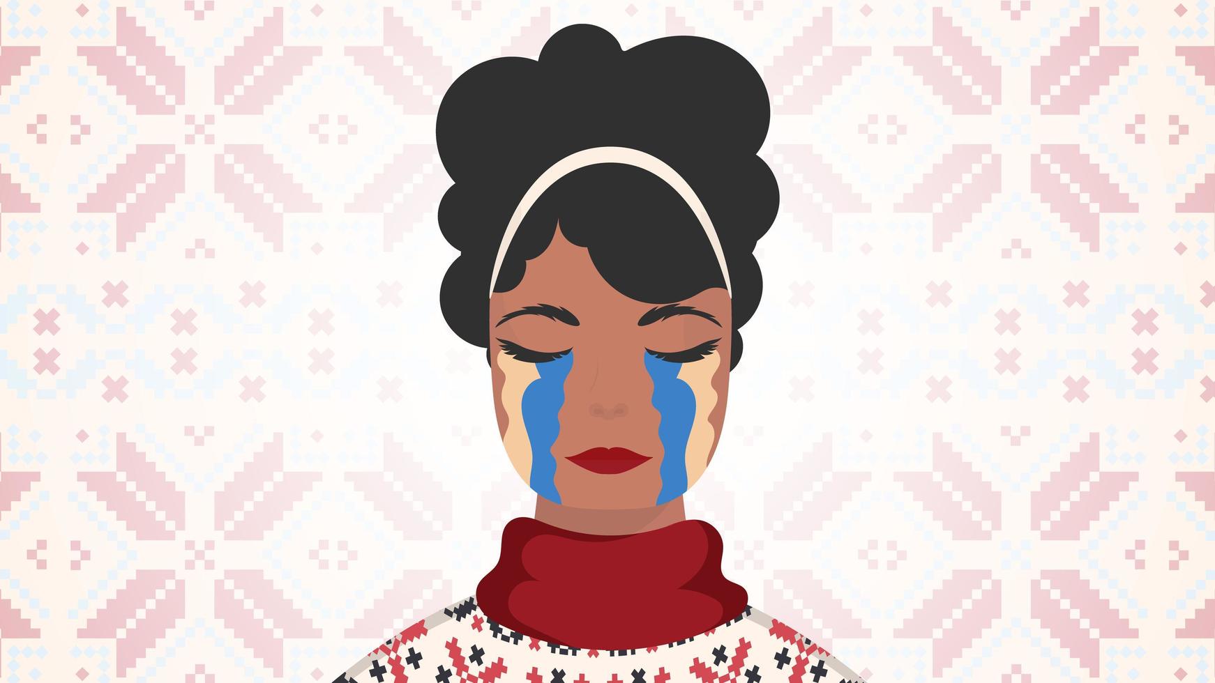 The girl cries in the color of the flag of Ukraine. Save Ukraine. Vector. vector