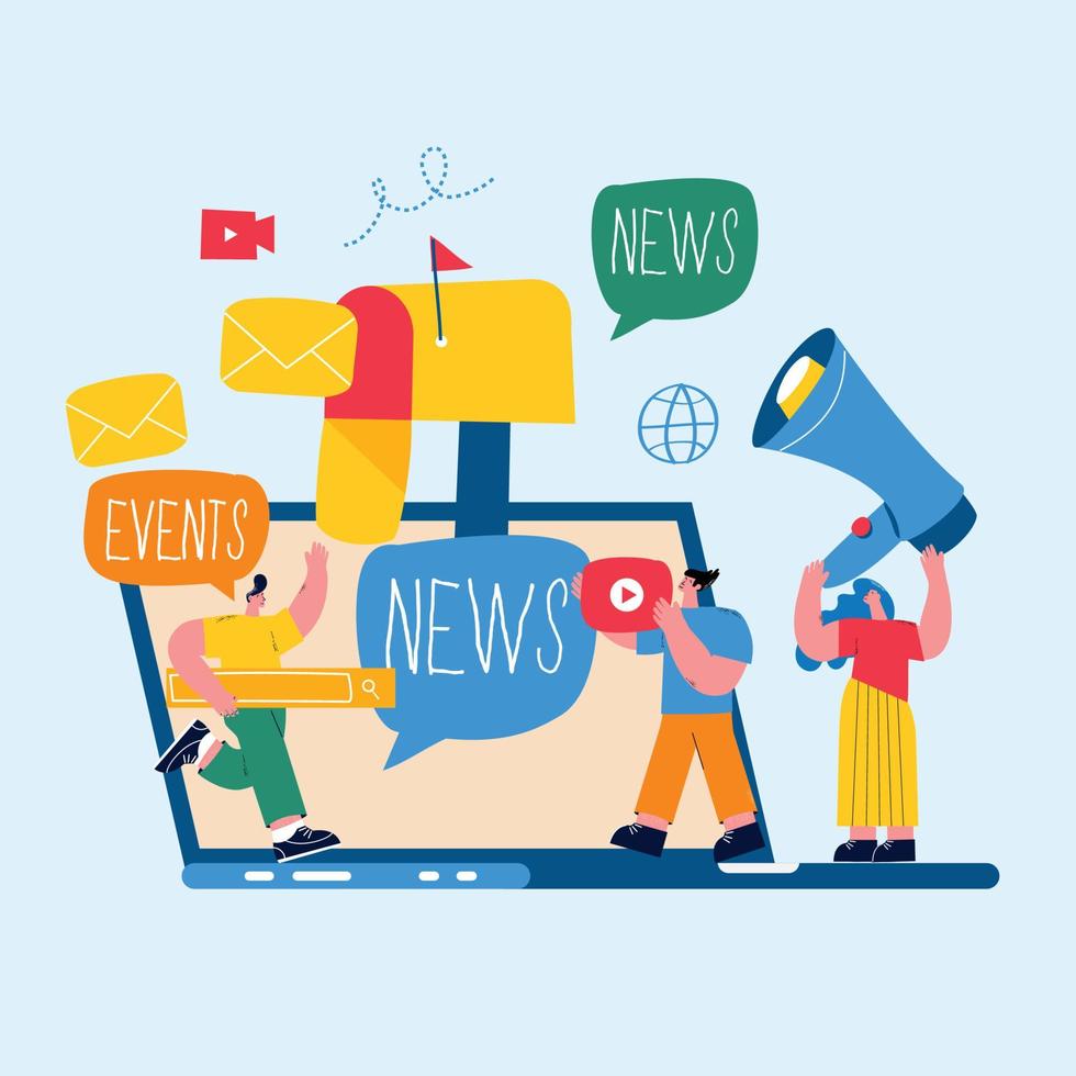 E-mail news, subscription, promotion flat vector illustration design