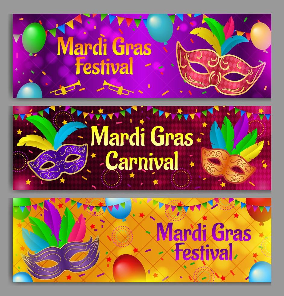 Mardi Gras Mask Banner vector