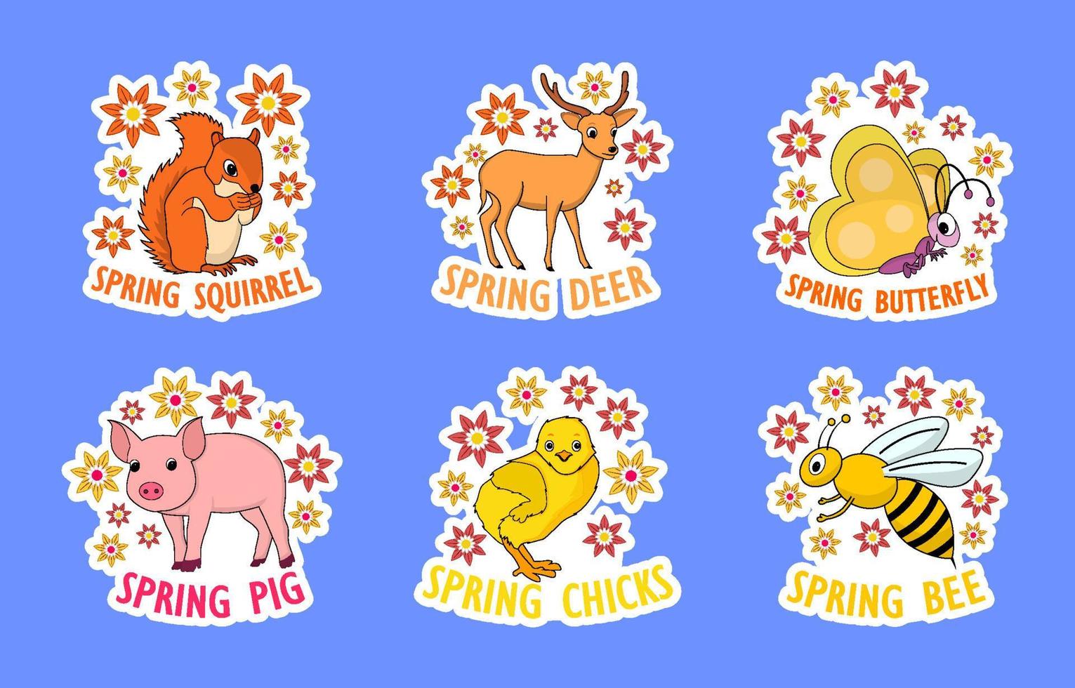 Spring Animals Sticker vector