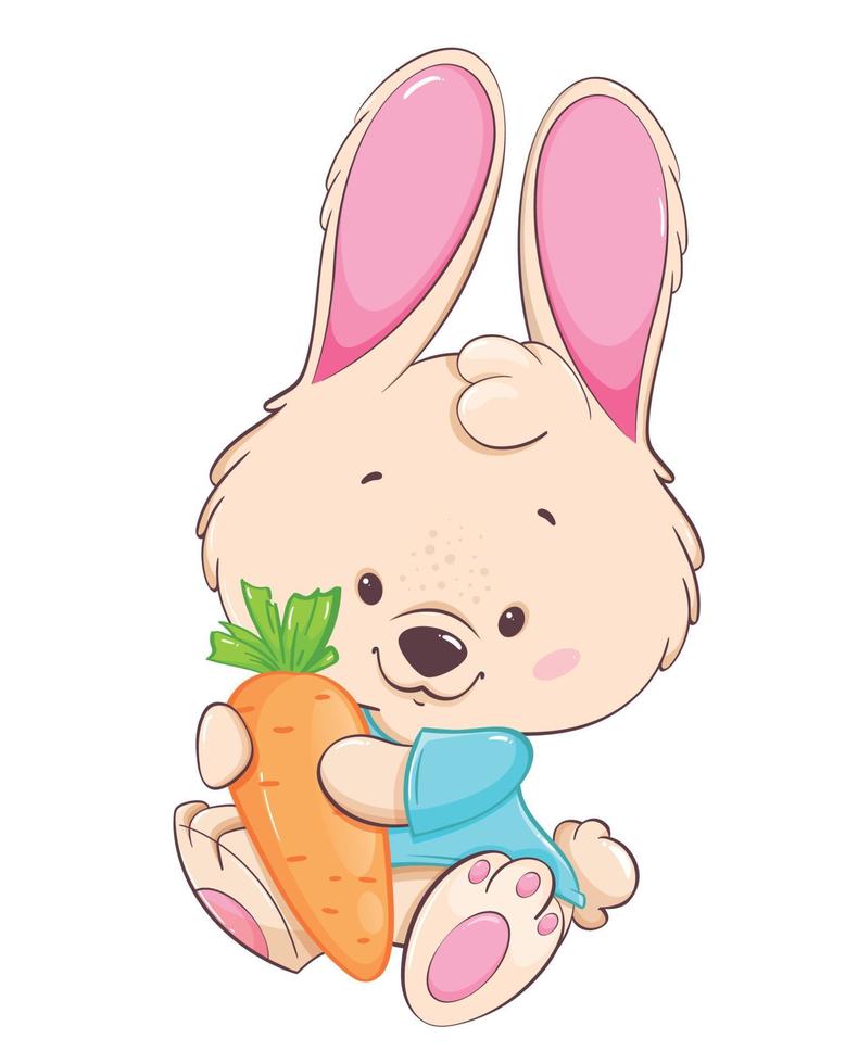 Felices Pascuas. conejo de personaje de dibujos animados divertido vector
