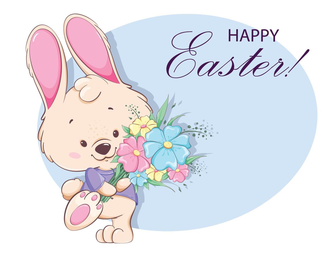 Happy Easter greeting card. Cute bunny vector