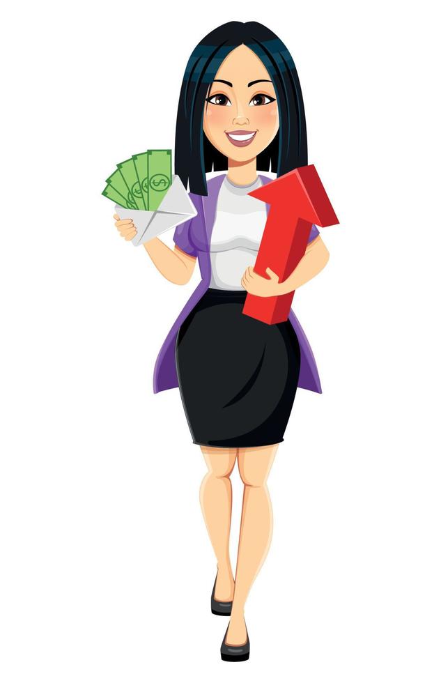 Concept of modern young Asian business woman vector