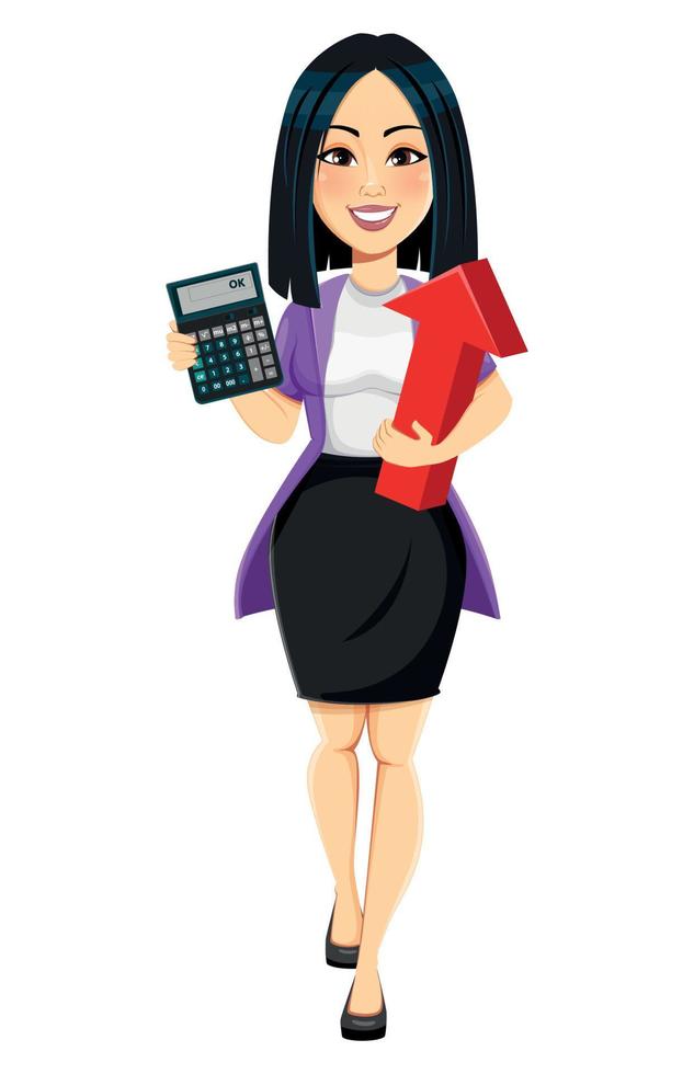 Concept of modern young Asian business woman vector