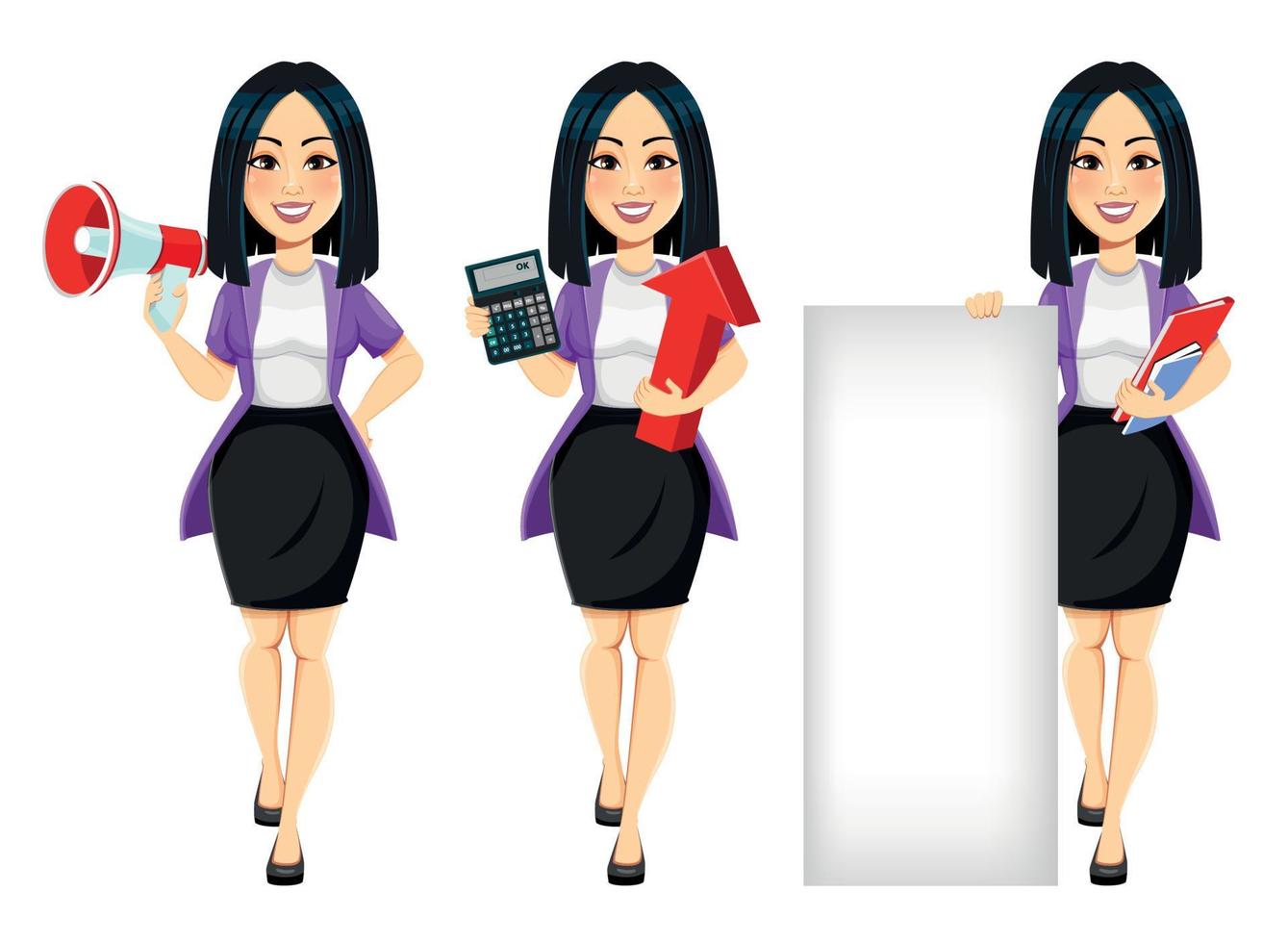 Concept of modern young Asian business woman vector