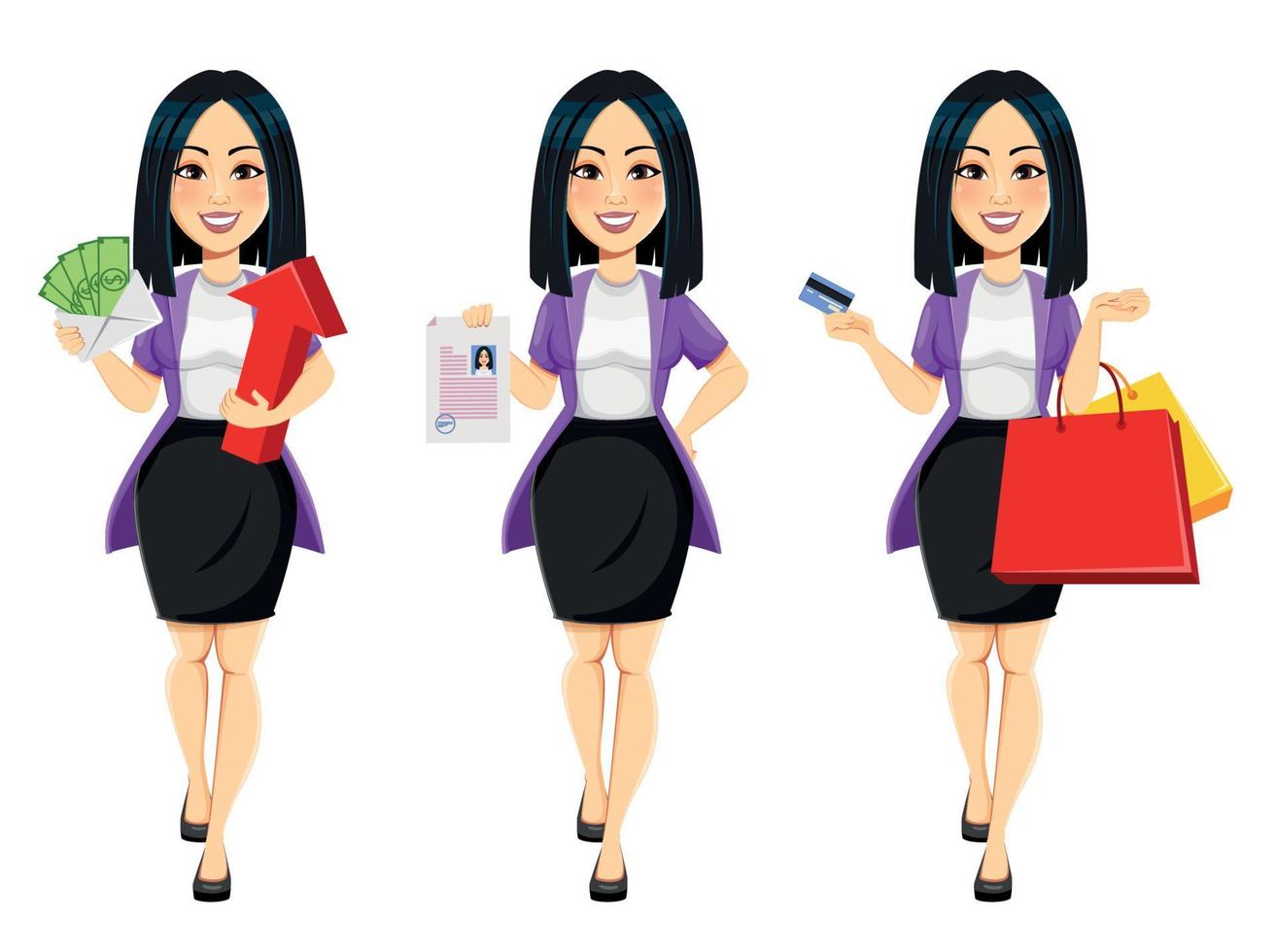 Concept of modern young Asian business woman vector